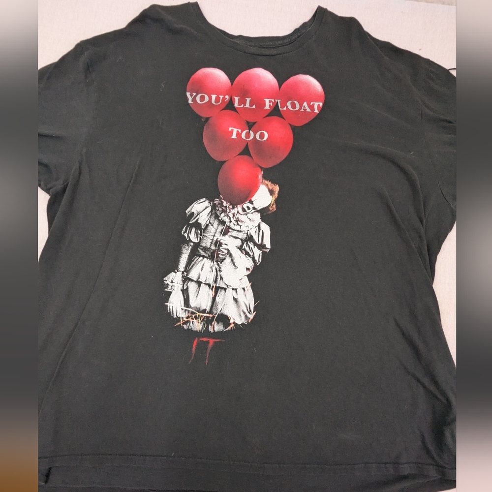 IT Derry You'll Float Too Pennywise The  Clown Red Balloons Black Tee 3XL